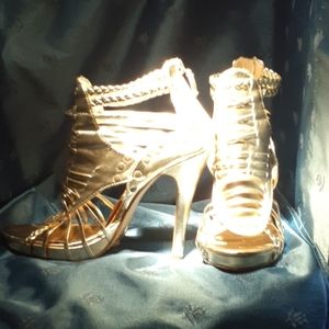 Styluxe gold high heels.